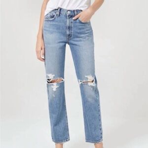 AGOLDE MIA mid-rise distressed straight leg Jean